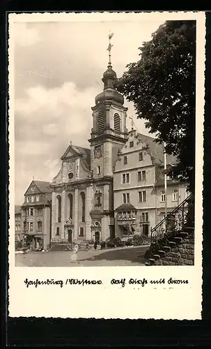 AK Hachenburg /Westerw., Katholische Kirche mit Krone