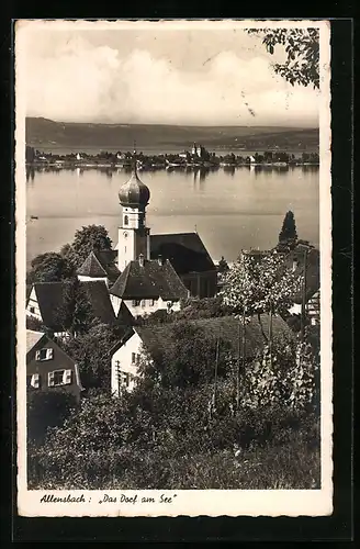 AK Allensbach, Uferpartie mit Kirche