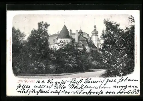 AK Alt-Döbern, Gräfliches Schloss vom Park aus gesehen