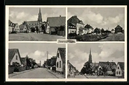 AK Neureut, Strassenpartien mit Gebäudeansichten