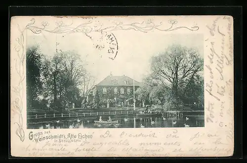 AK Hamburg-Stellingen, Weinschmidts Alte Eichen, Ruderpartie