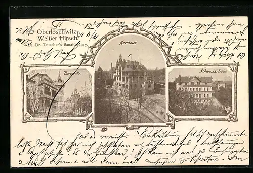 AK Oberloschwitz-Weisser Hirsch, Dr. Dr. Teuschers Sanatorium, Kurhaus, Schweizerhaus