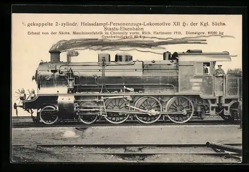 AK Heissdampf-Personenzugs-Lokomotive der Kgl. Sächs. Staats-Eisenbahn