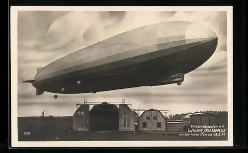 AK Friedrichshafen a. B., LZ 127  Graf Zeppelin  beim ersten Start 1928