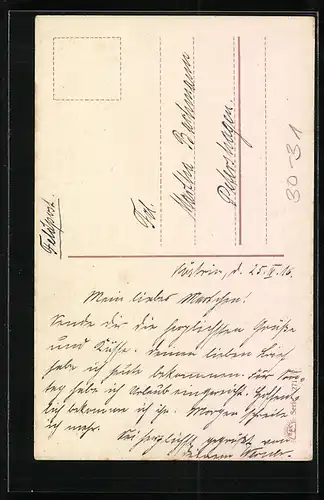 AK Frau in Uniform schreibt einen Brief