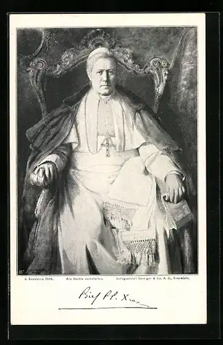 Künstler-AK Papst Pius X. auf dem heiligen Stuhl
