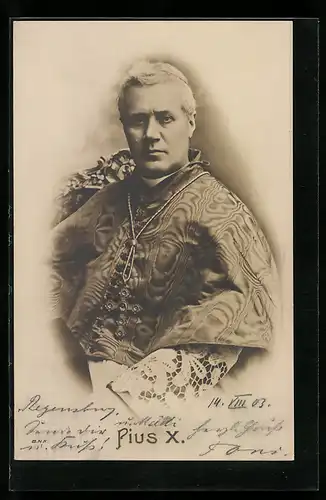 AK Papst Pius X. im Stuhl sitzend
