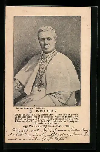 AK Papst Pius X. mit grosser Kreuzkette, zum Papste gewählt am 4. August 1903