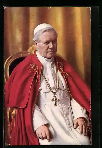 AK S. H. Papst Pius X mit Kreuzkette