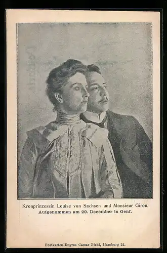 AK Genf, Kronprinzessin Louise von Sachsen und Monsieur Giron