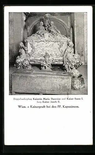 AK Wien, Kaisergruft, Doppelsarkophag Kaiserin Maria Theresia und Kaiser Franz I., Sarg Kaiser Josefs II.