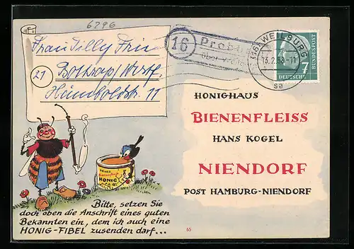 AK Niendorf, Reklame für Imkerei Honighaus Bienenfleiss Hans Kogel