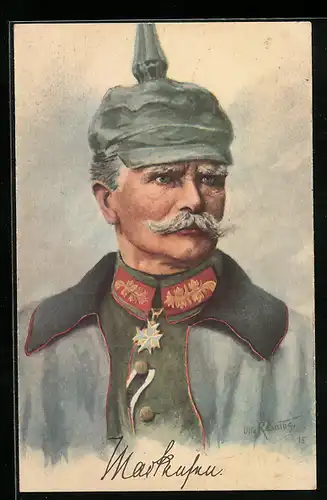 AK Heerführer von Mackensen, Portrait in Uniform mit Pickelhelm