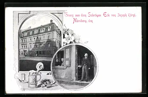 AK Nürnberg, Gasthaus Schräges Eck v. Joseph Kärgl