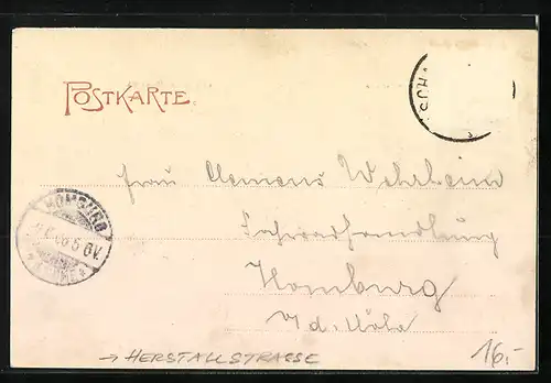 AK Aschaffenburg, Herstallstrasse, Partie an der Mainbrücke