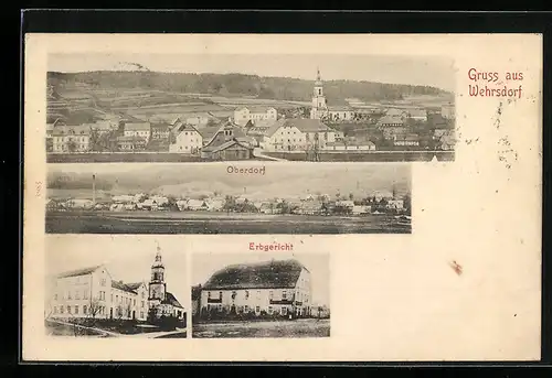 AK Wehrsdorf, Totalansicht, Oberdorf, Erbgericht, Kirche