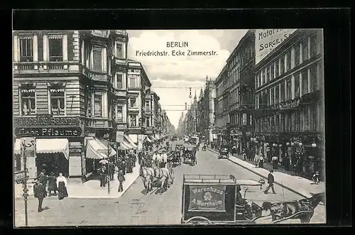 AK Berlin, Kutschen in der Friedrichstrasse Ecke Zimmerstrasse