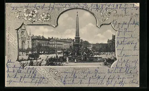 AK Leipzig, Brunnen auf dem Augustusplatz