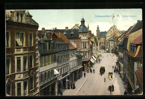 AK Schweinfurt a. M., Kutsche in der Spitalstrasse