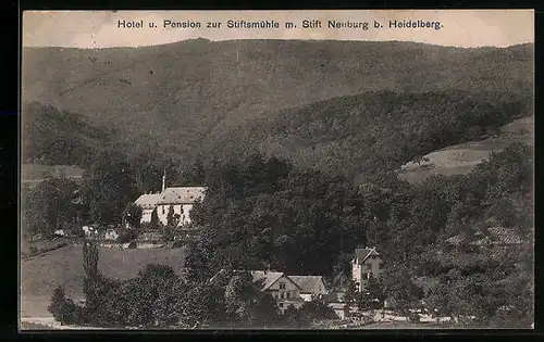 AK Heidelberg, Hotel und Pension zur Stiftsmühle mit dem Stift Neuburg