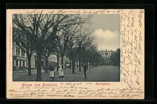 AK Siegburg, Passanten auf dem Marktplatz