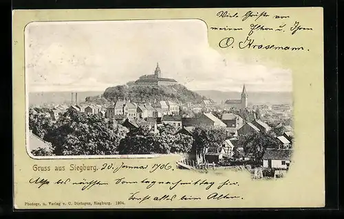 AK Siegburg, Stadttotale mit dem Schloss