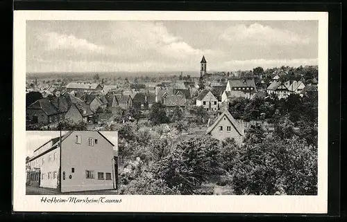 AK Hofheim-Marxheim im Taunus, Generalansicht mit der Kirche, Gasthaus zum Adler