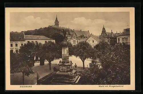 AK Siegburg, das Kriegerdenkmal am Marktplatz