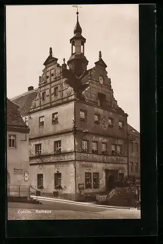 AK Colditz, vor dem historischen Rathaus