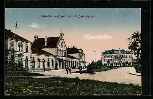 AK Rastatt, Bahnhof und Bahnhofshotel