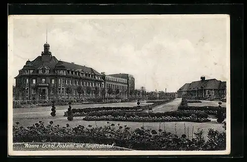 AK Wanne-Eickel, Postamt und Hauptbahnhof