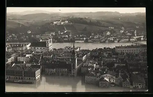 AK Passau, Ortsansicht bei Hochwasser