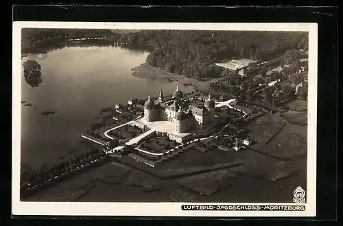 Foto-AK Walter Hahn, Dresden, Nr. 3781: Moritzburg, Jagdschloss, Fliegeraufnahme