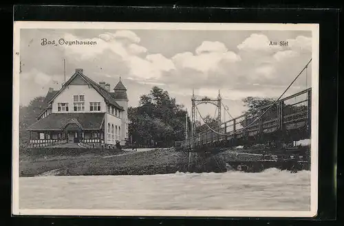 AK Bad Oeynhausen, am Ufer an der Brücke am Siel