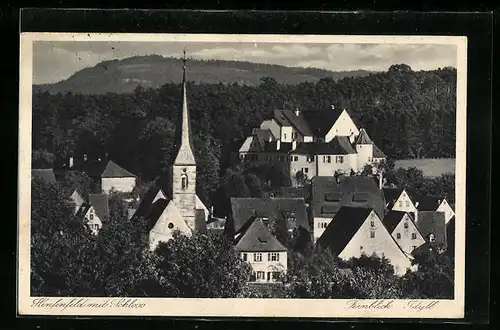 AK Henfenfeld, Blick auf das Schloss und das Cafe mit Weinrestaurant