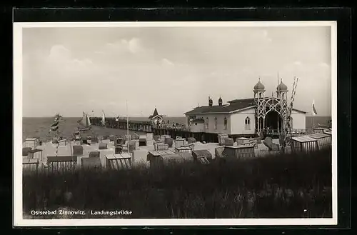 AK Ostseebad Zinnowitz, Blick auf die Landungsbrücke