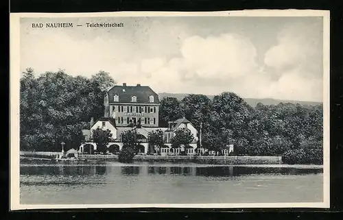 AK Bad Nauheim, Blick auf die Teichwirtschaft am Ufer