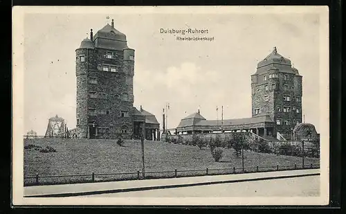 AK Duisburg - Ruhrort, Blick auf den Rheinbrückenlopf