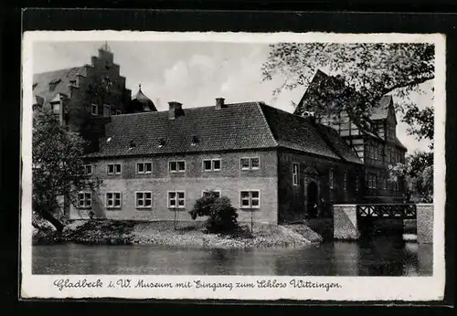 AK Gladbeck i. W., Museum mit Eingang zum Schloss Wittringen