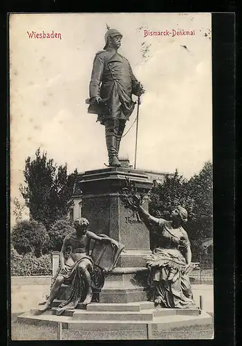 AK Wiesbaden, das Bismarck-Denkmal