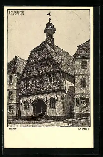 Künstler-AK Amorbach, vor dem alten Rathaus