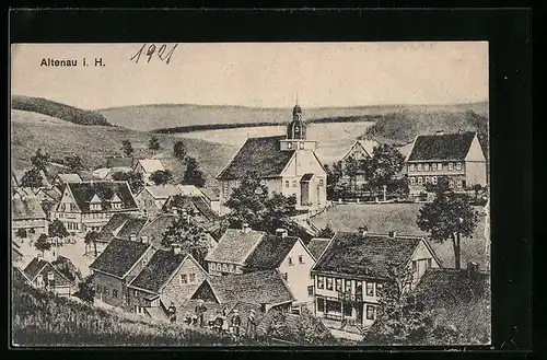 AK Altenau i. H., Ortsansicht aus der Vogelschau