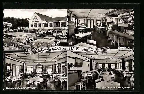 AK Olfen (Westfalen), Haus Seeblick mit See-Terrassen, Gastraum, Grosser Gesellschaftsraum, Ternscher See