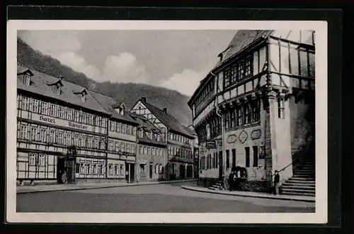 AK Stolberg /Harz, Markt mit Rathaus und Hotel Kanzler