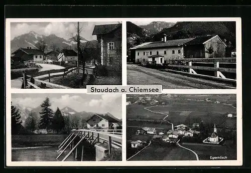 AK Staudach am Chiemsee, Egerndach und drei Ansichten aus dem Ort Staudach