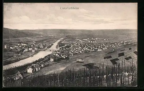 AK Untertürkheim, Totalansicht von einem Berg aus gesehen