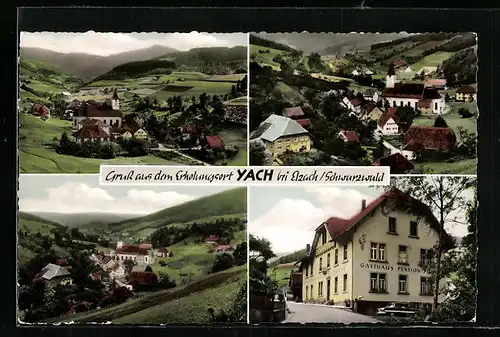 AK Yach über Elzach /Schwarzw., Gasthaus zur Sonne und Ortsansichten