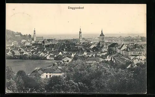 AK Deggendorf, Ortsansicht aus der Vogelschau