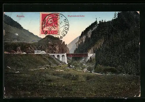 AK Airolo, Hotel Trosi und bahnhof