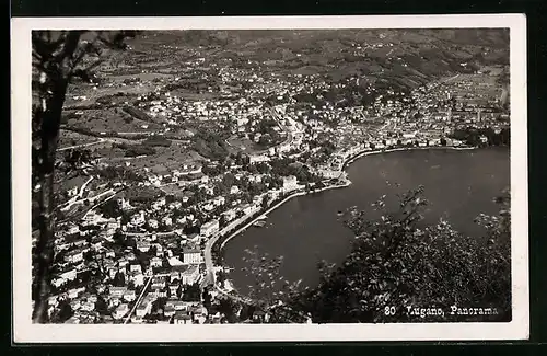 AK Lugano, Gesamtansicht mit See